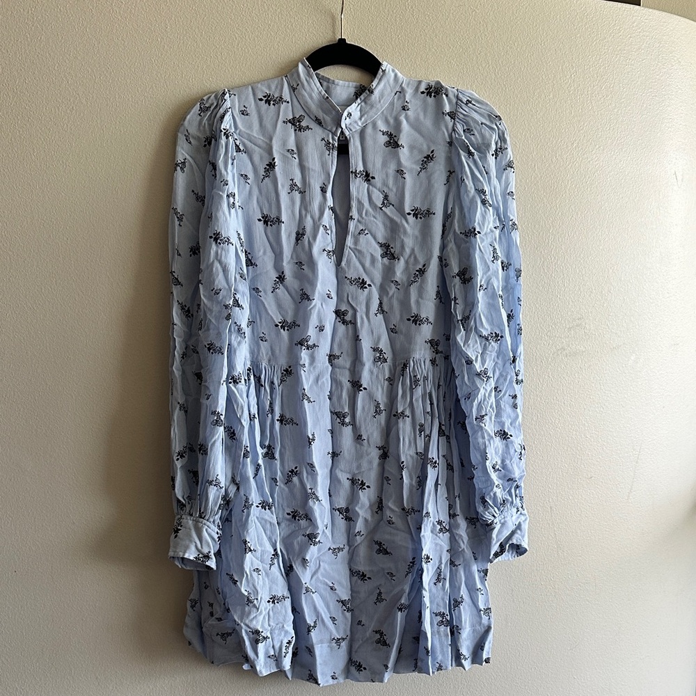 Ganni Blue Floral Mini Dress